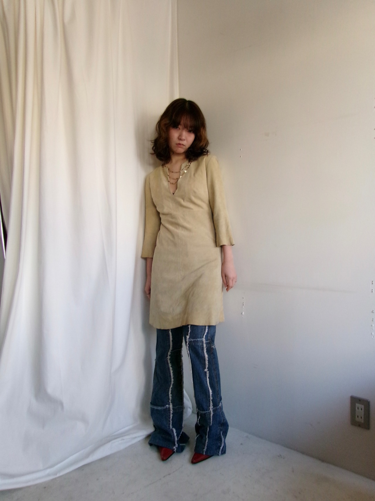 “COACH” lather mini dress Made in U.S.A