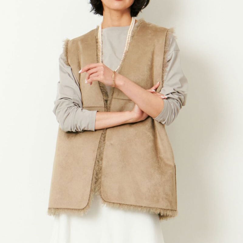 MICA＆DEAL Vネックフェイクファーベスト | Garden garden