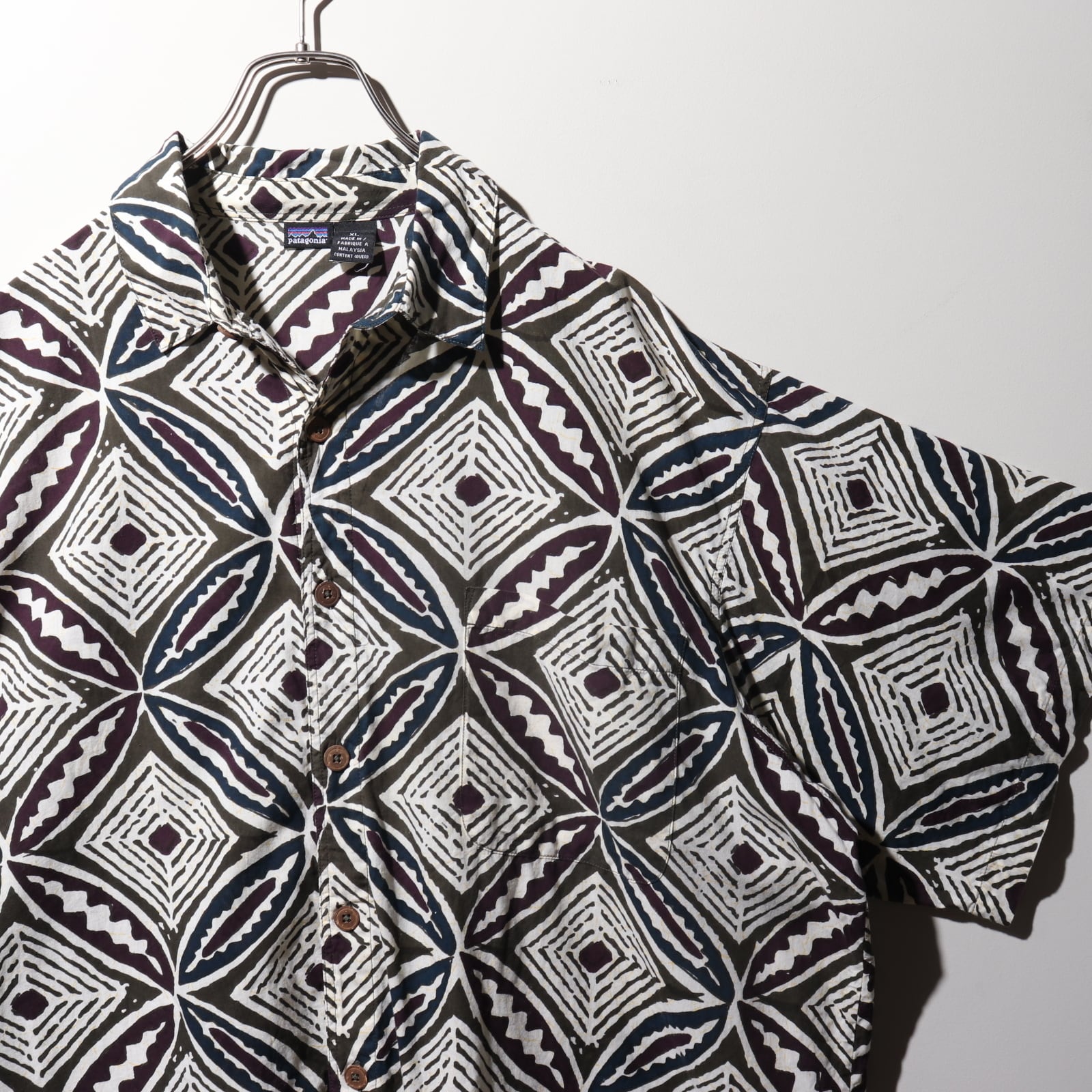 美品 XL 95年 パタロハ パタゴニア patagonia 幾何学総柄 アロハ 