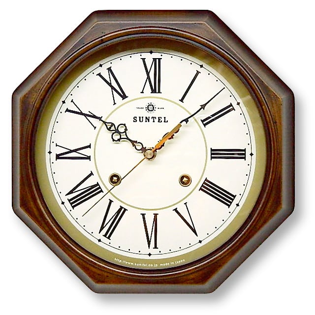 中古 さんてる 日本製 EUスタイルクラシカル 電波掛け時計 アンティークブラウン DQL675-R ローマ文字 昔のユーロスタイルをイメージした 掛け時計