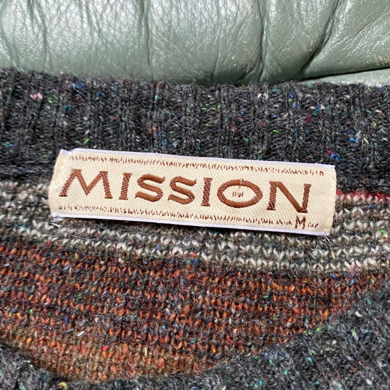 フランス製 MISSION フェアアイル柄 ウール ニットセーター メンズXM 