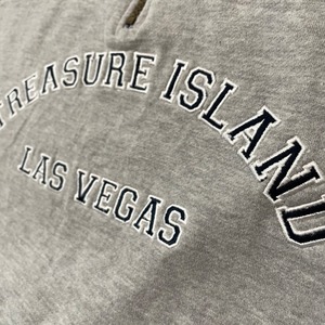 【TREASURE ISLAND】ハーフジップ スウェット プルオーバー アーチロゴ 刺繍ロゴ XL相当 ワイドサイズ US古着
