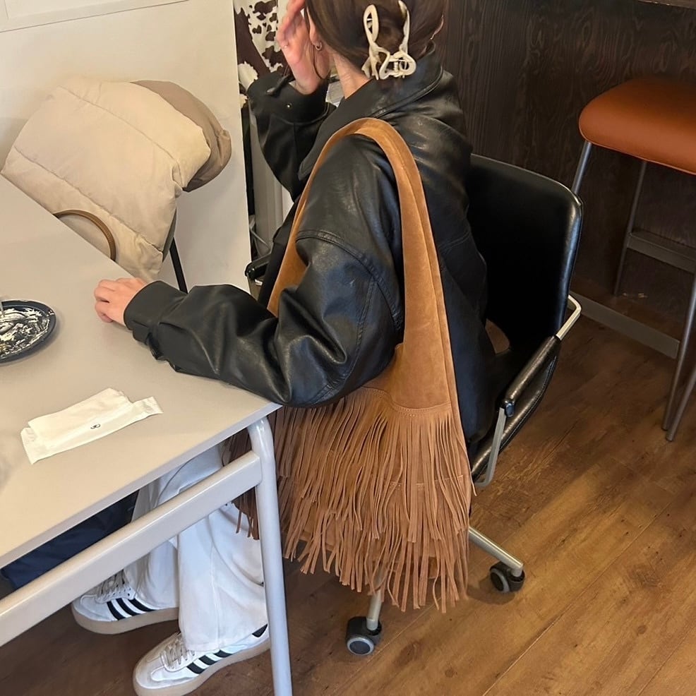 フリンジスエードトートバック【キャメル】_