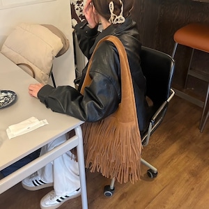 フリンジスエードトートバック【キャメル】_