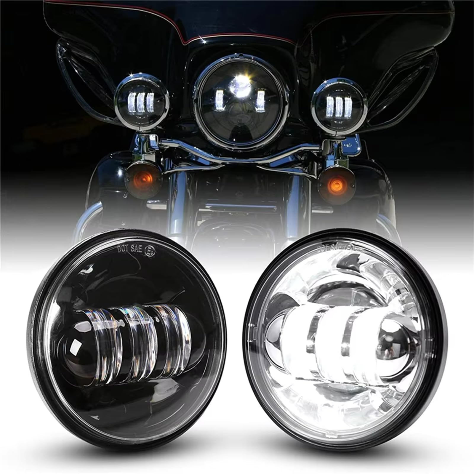Largoods ハーレーダビッドソン オートバイク 汎用 改装 用 LED フォグランプ 補助ライト 4.5インチ DC 12V/24V 30W 高輝度 IP67高防水 低消耗 汎用 2個セット ブラック