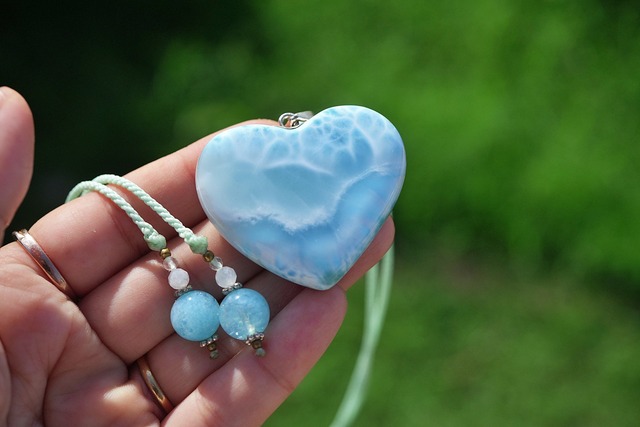 極上大きなハート★ラリマー シルバーネックレス2251