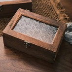小さな木箱 ガラス ギフトボックス レトロ 木製 収納ボックス 卓上 ジュエリーボックス アクセサリー 小物入れ 蓋付き シンプル ヴィンテージ レトロ モダン おしゃれ 可愛い ギフト プレゼント ユニセックス (Sサイズ)