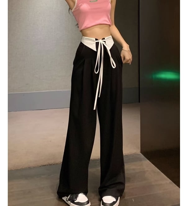 ボトムス パンツ ワイドパンツ ストレートパンツ ワイドレッグ ストレート ワイド ハイウエスト きれいめ シンプル カジュアル おしゃれ お洒落 レトロ こなれ感 ラフ マニッシュ スポーティー ルーズ 個性的 クール モード系 存在感 抜け感 無地 春 夏 秋 10代 20代 30代 レディース 女性用 学生 デート お出かけ 休日 アウトドア 旅行 着回し 普段使い 韓国系 脚長 S M L 白 ホワイト 黒 ブラック 大人カラー バイカラー モノトーン
