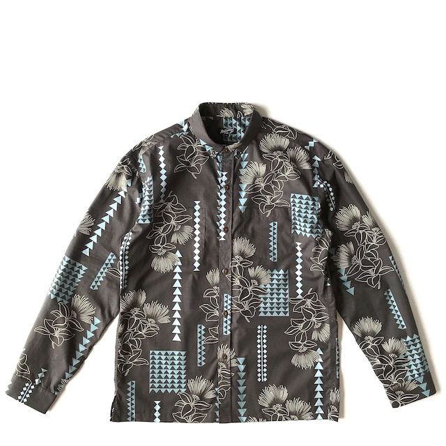 Mountain BD Long sleeve Aloha shirt / Ohia lehua / Gray