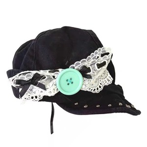 [Ttsunami] Vintage Lace Bow Large Button Beret Hat