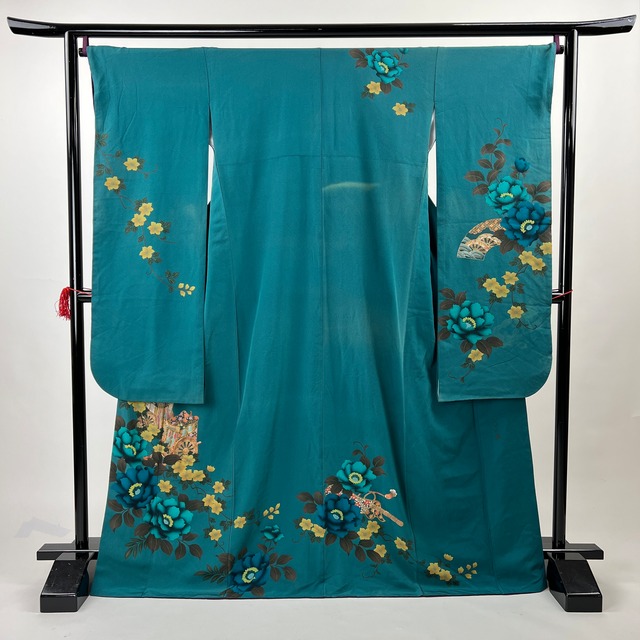 中振袖 振袖 正絹 中古品 緑色 緑 HZYA038