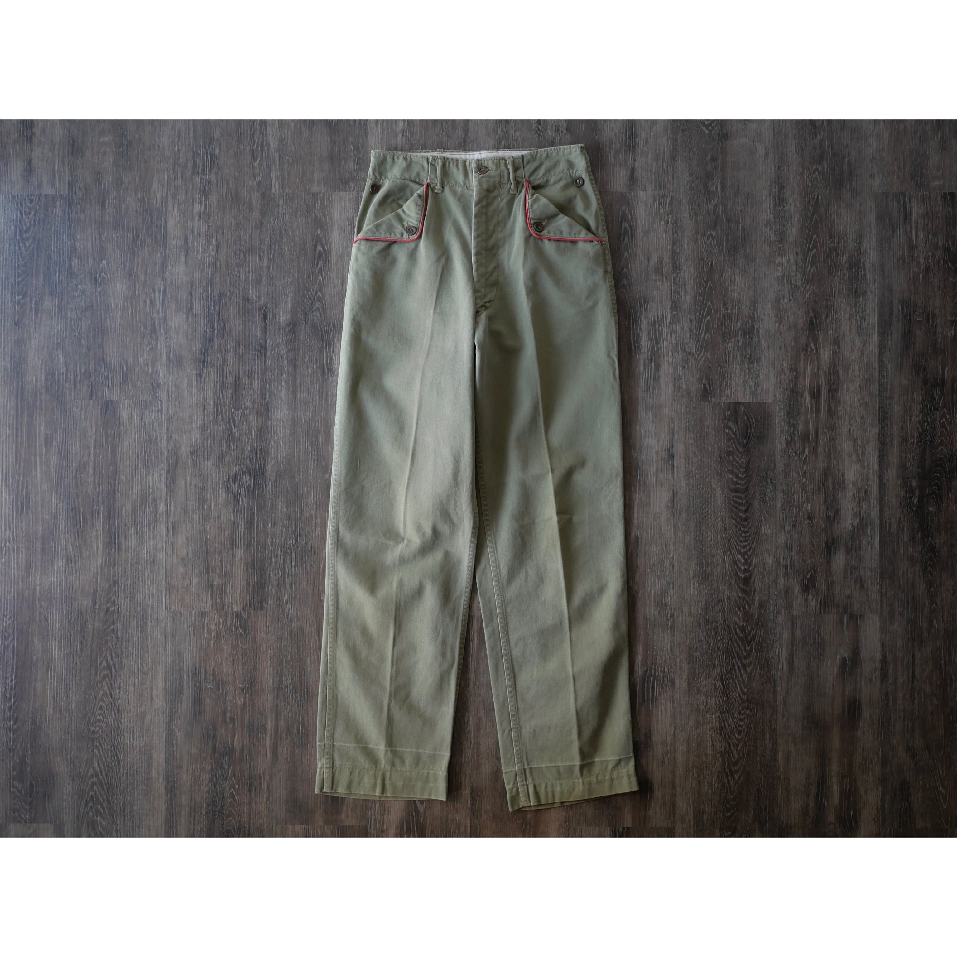 50s- bsa vintage cotton twill trousers olive green ボーイスカウト ...