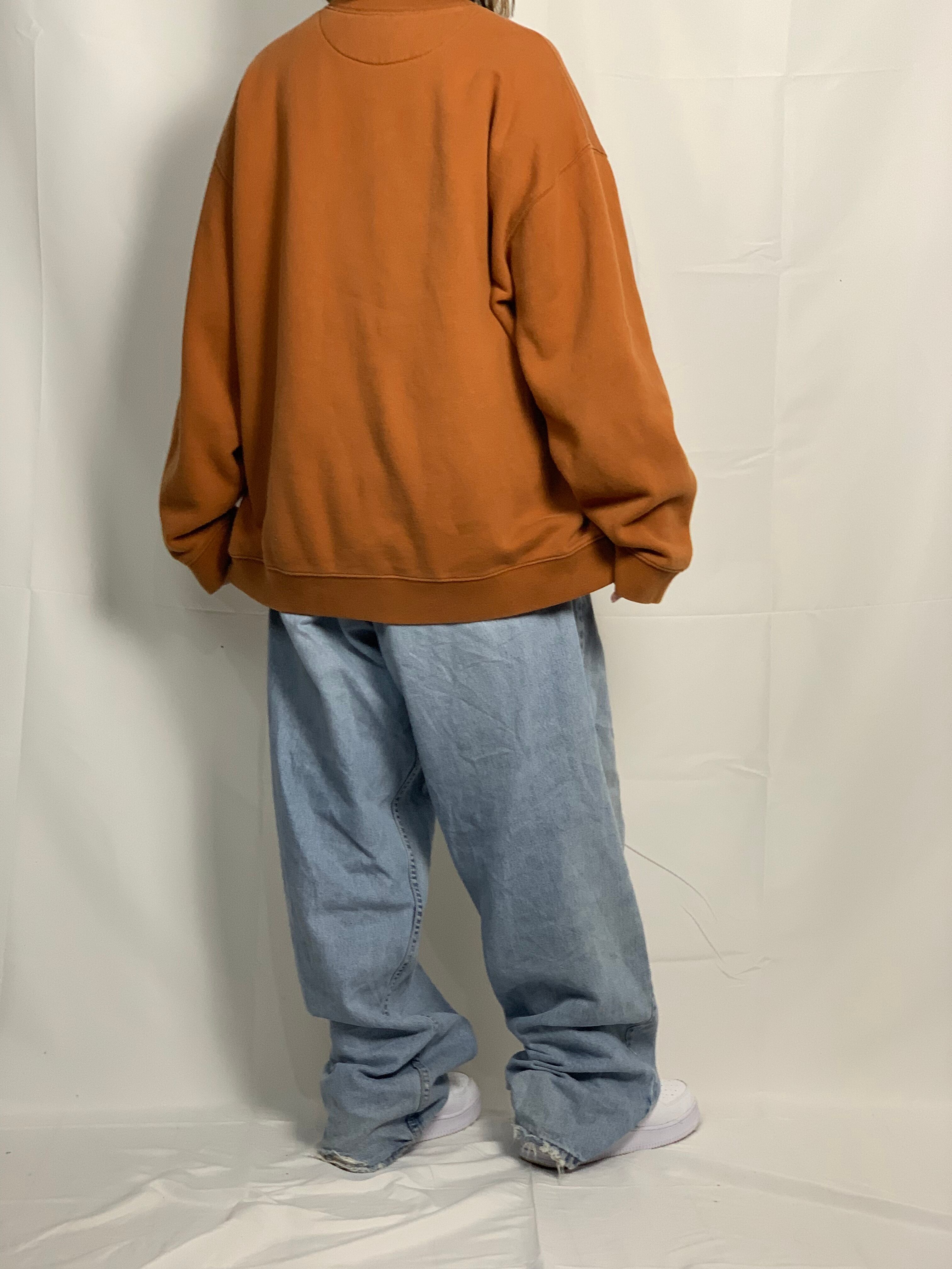 SALE／98%OFF】 ロゴ刺繍スウェット L オレンジ 鹿 動物刺繍