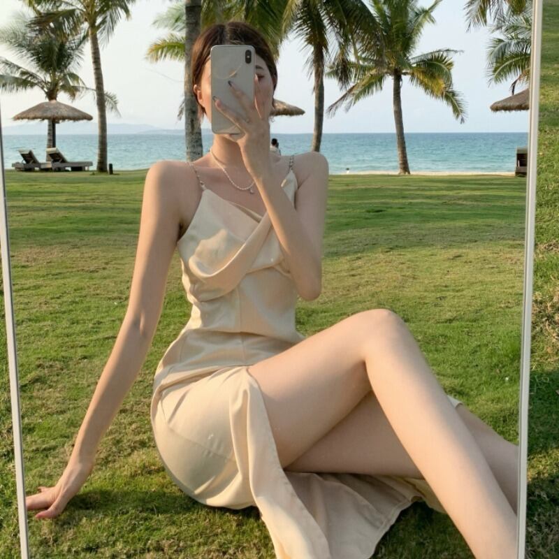 サマーチェーン ロングドレス レディース 夏物 ハンチェンe46737153938