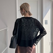 フレアスリーブシアーニットCD/ブラック