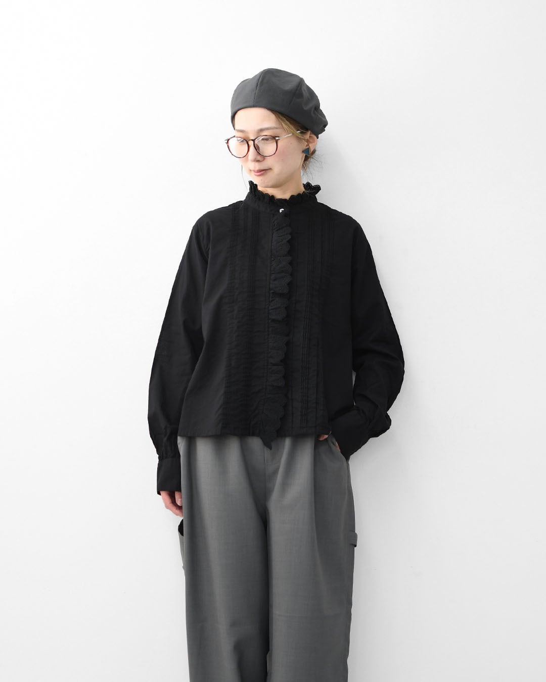 MidiUmi [ミディウミ] pin tuck lace shirt [1-730078] ピンタック