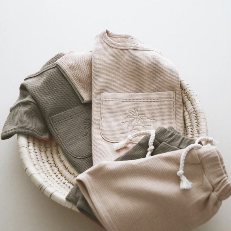 【BABY&KID】北欧風 ワッフルショートセットアップ