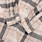 リネン100% LANCEL ランセル チェック 長袖シャツ LA/メンズ ビンテージ 福助