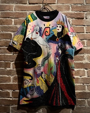 【Caka act3】“OLD Disney” Special Villains Spangle Decoration Vintage T-Shirt