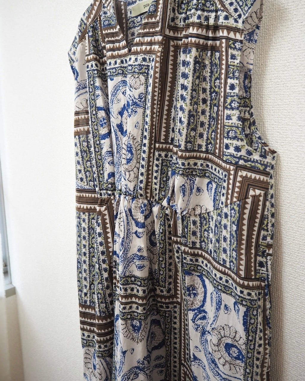 printed cotton one-piece <blue>