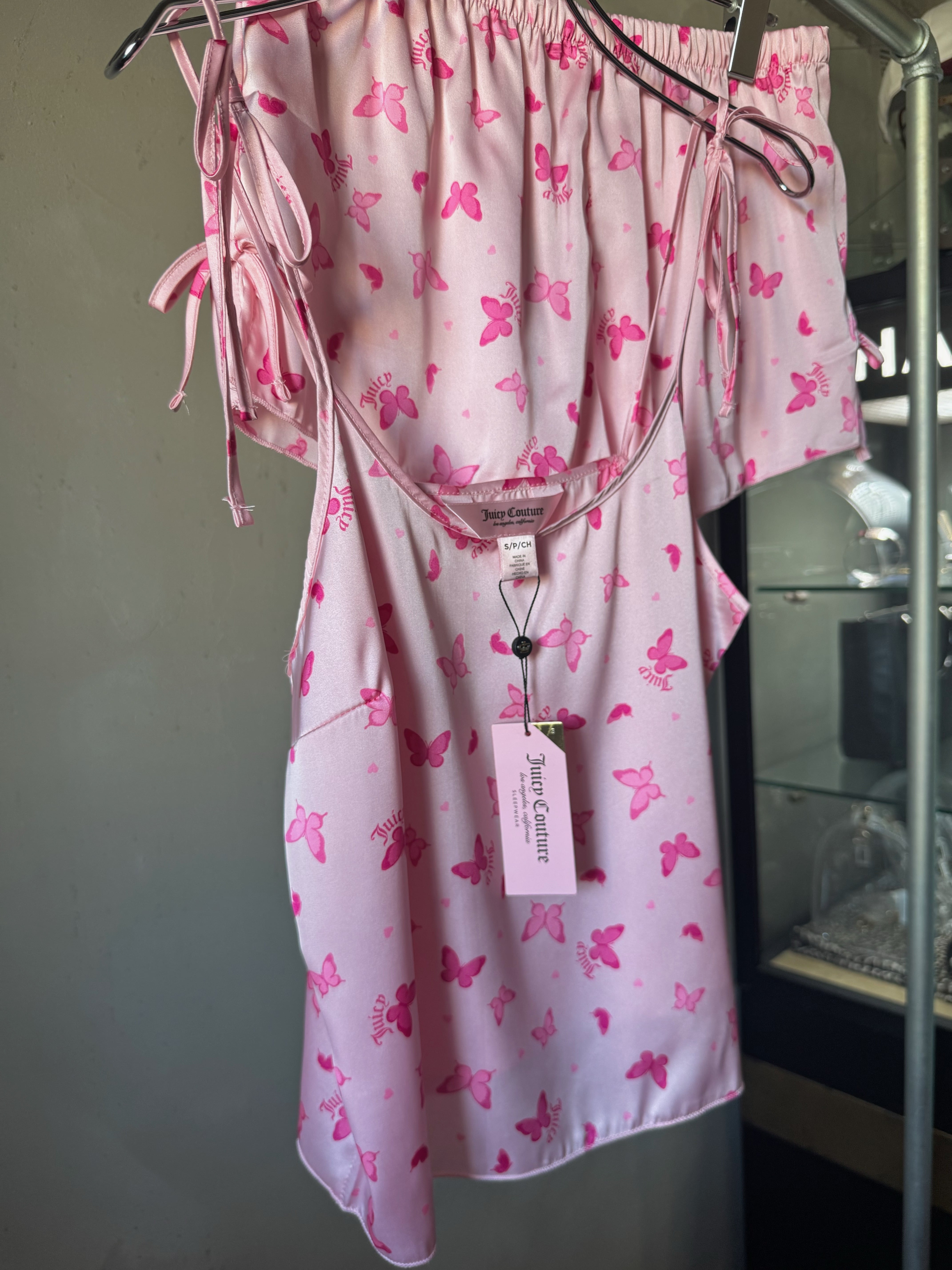 JUICY COUTURE logo butterfly satin 2piece