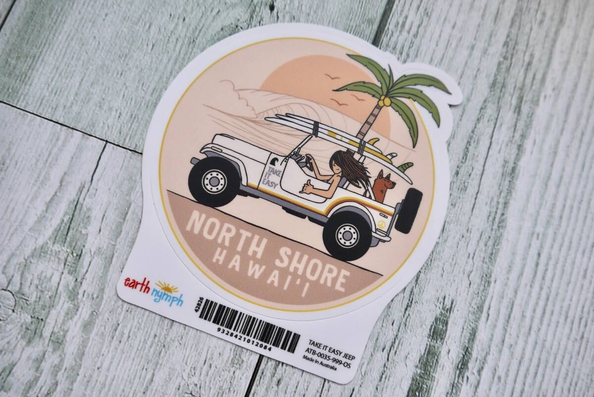 ★ハワイ直輸入★Earth Nymph ステッカー/アースニンフ/ハワイノースショア/NORTH SHORE HAWAII<TAKE IT EASY JEEP>