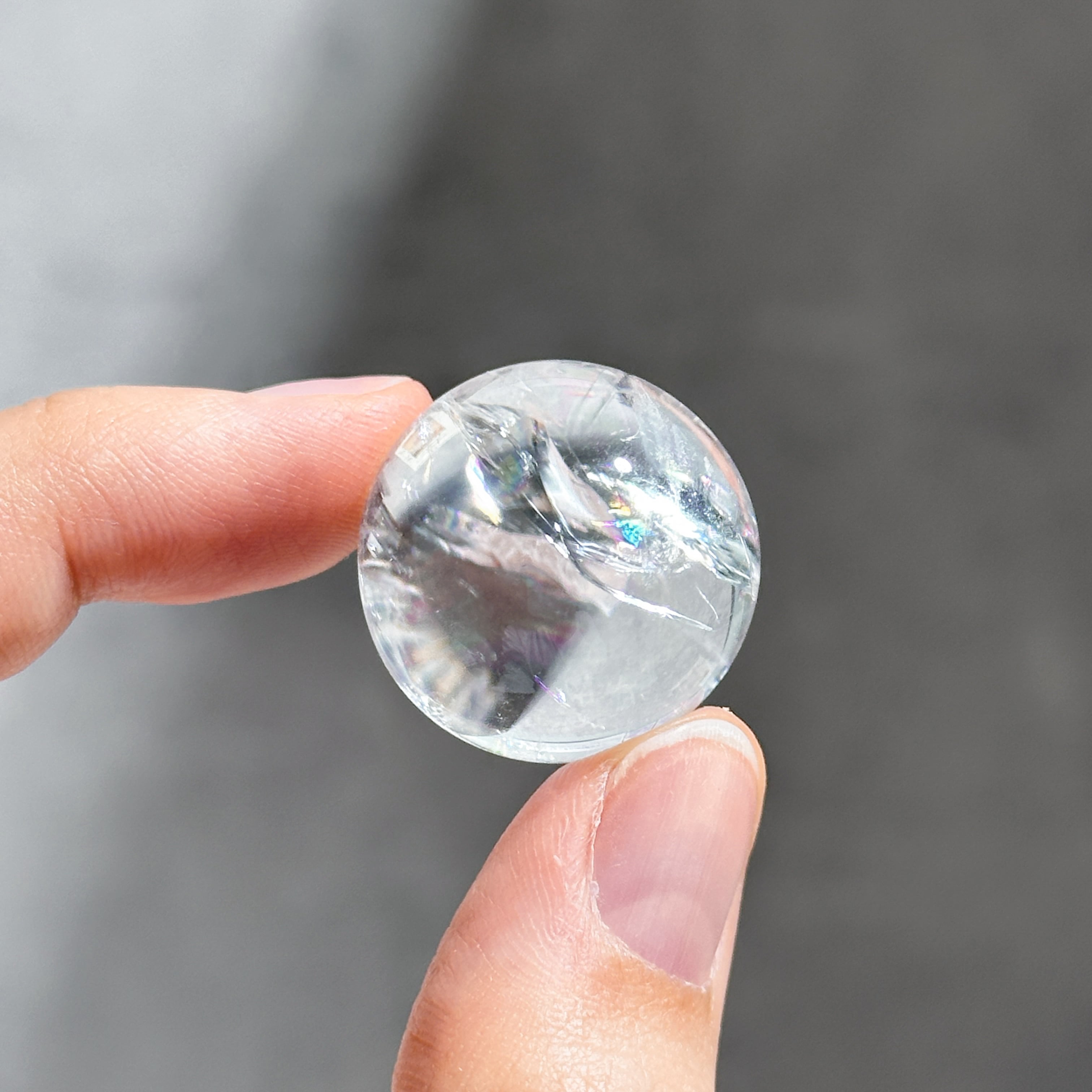 【2026年の石✨】クリアクォーツ　フレイムセット　天然石 虹◎クリア(クラック)クォーツ スフィア73◇ Clear Quartz ◇ 天然石