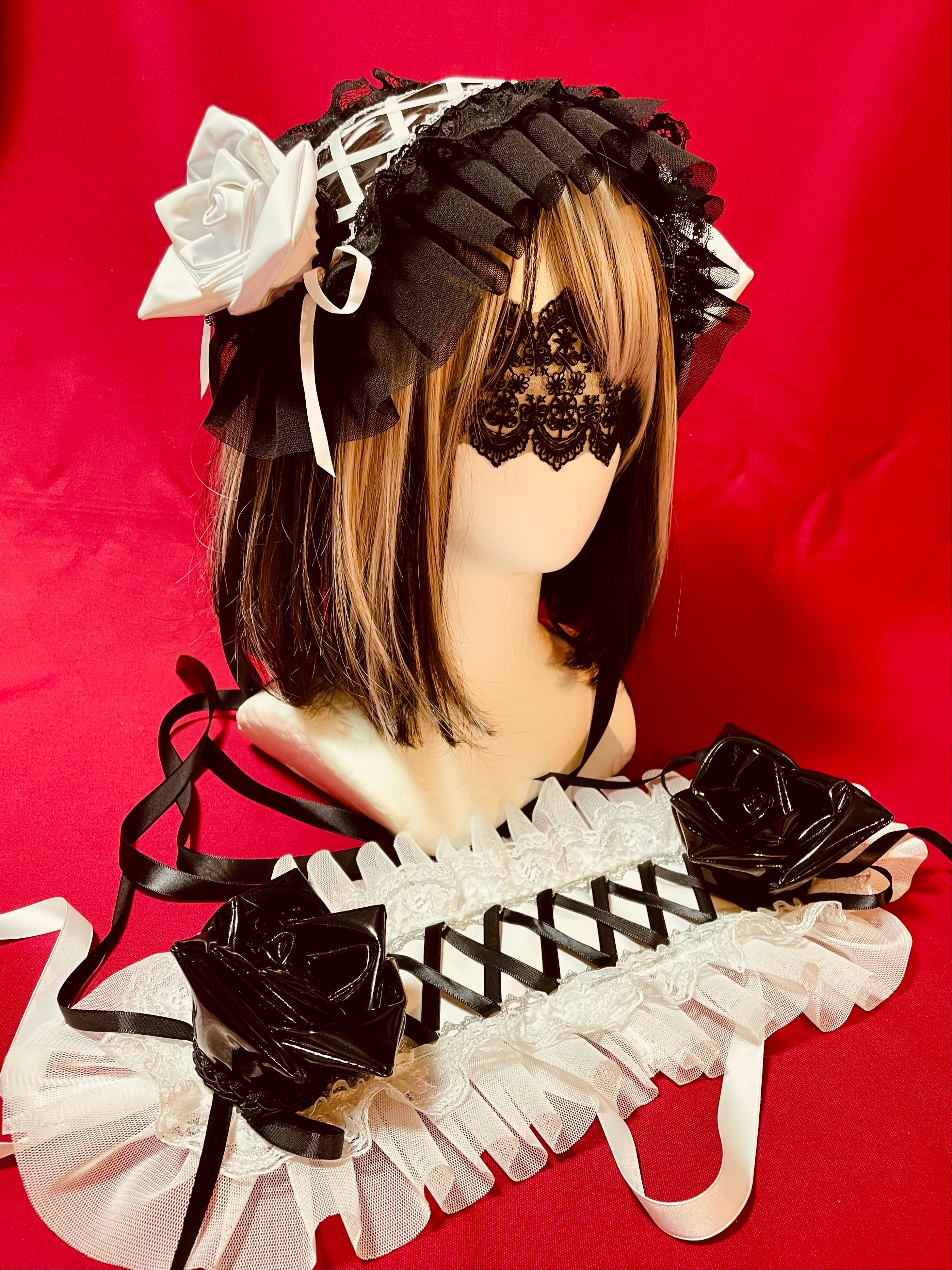 エナメル薔薇ヘッドドレス/レザーフリル | DarkLife