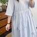 2色/立体花モチーフ刺繍フリル袖ワンピ ・11933
