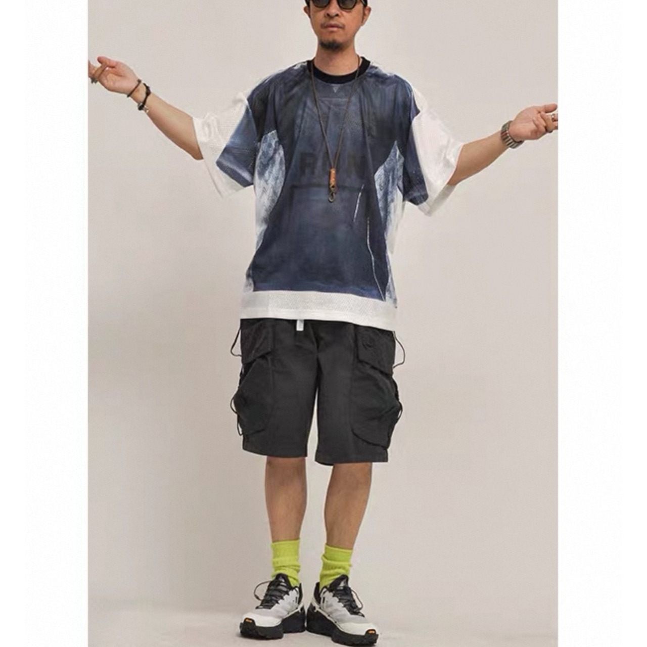 Tie dye mesh panel tee 1494 - 12