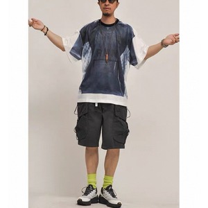 Tie dye mesh panel tee 1494
