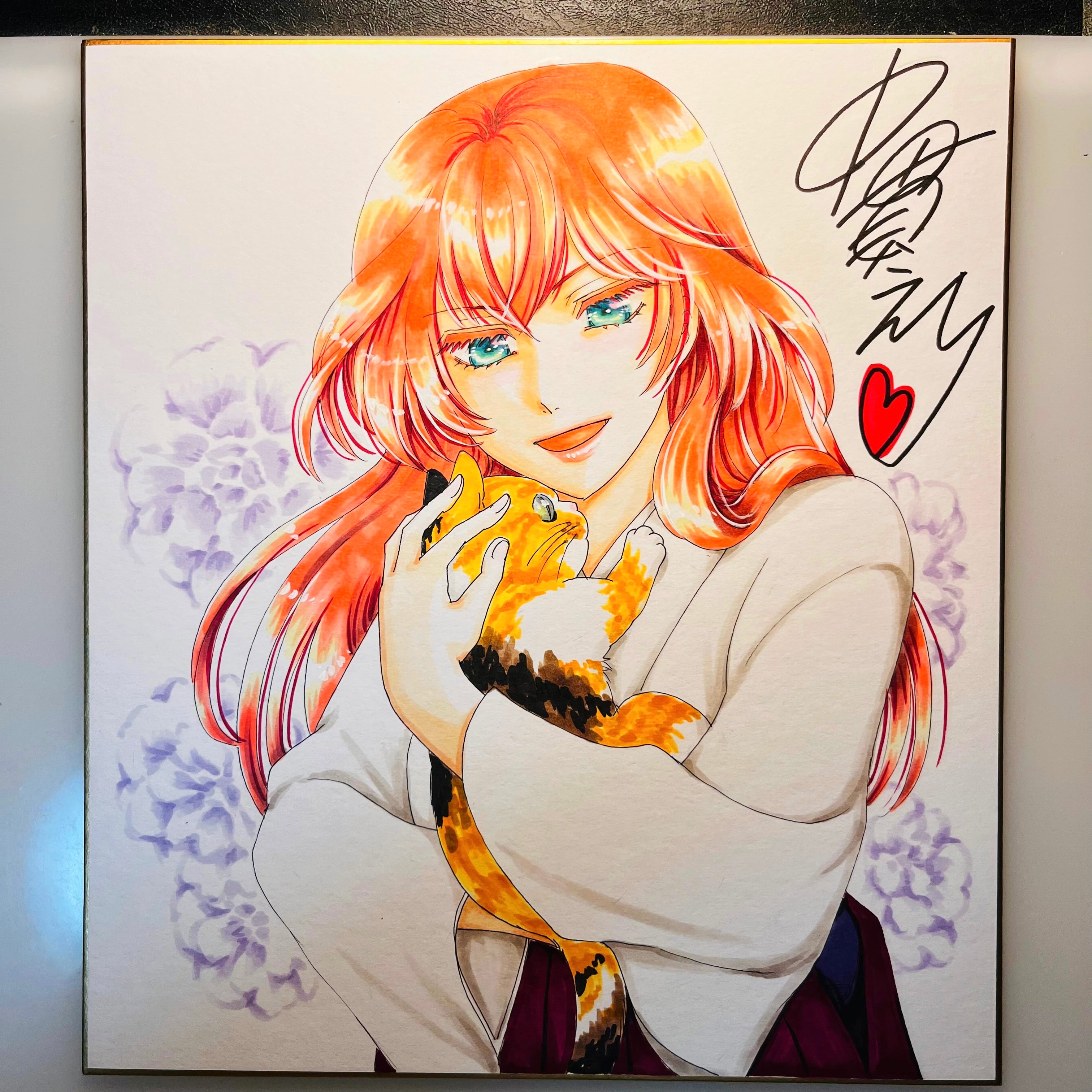 本人着用　MERRY 健一　衣装　直筆色紙 直筆イラスト色紙 葵（三毛猫） | 中貫えりSHOP