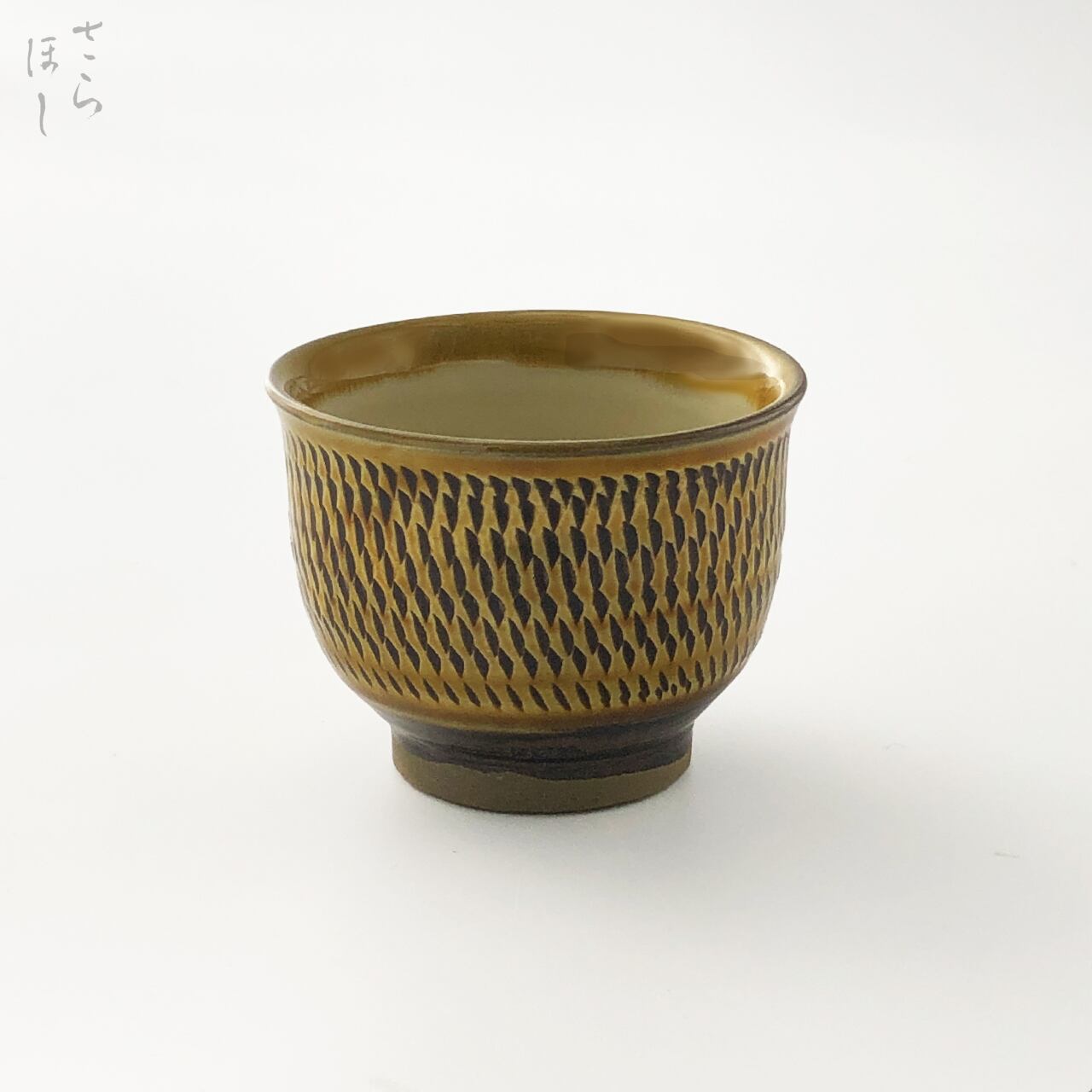 小鹿田焼 小袋窯 煎茶碗 (大) 飛びかんな 茶 口径約8cm 汲出 陶器 和食器 民藝