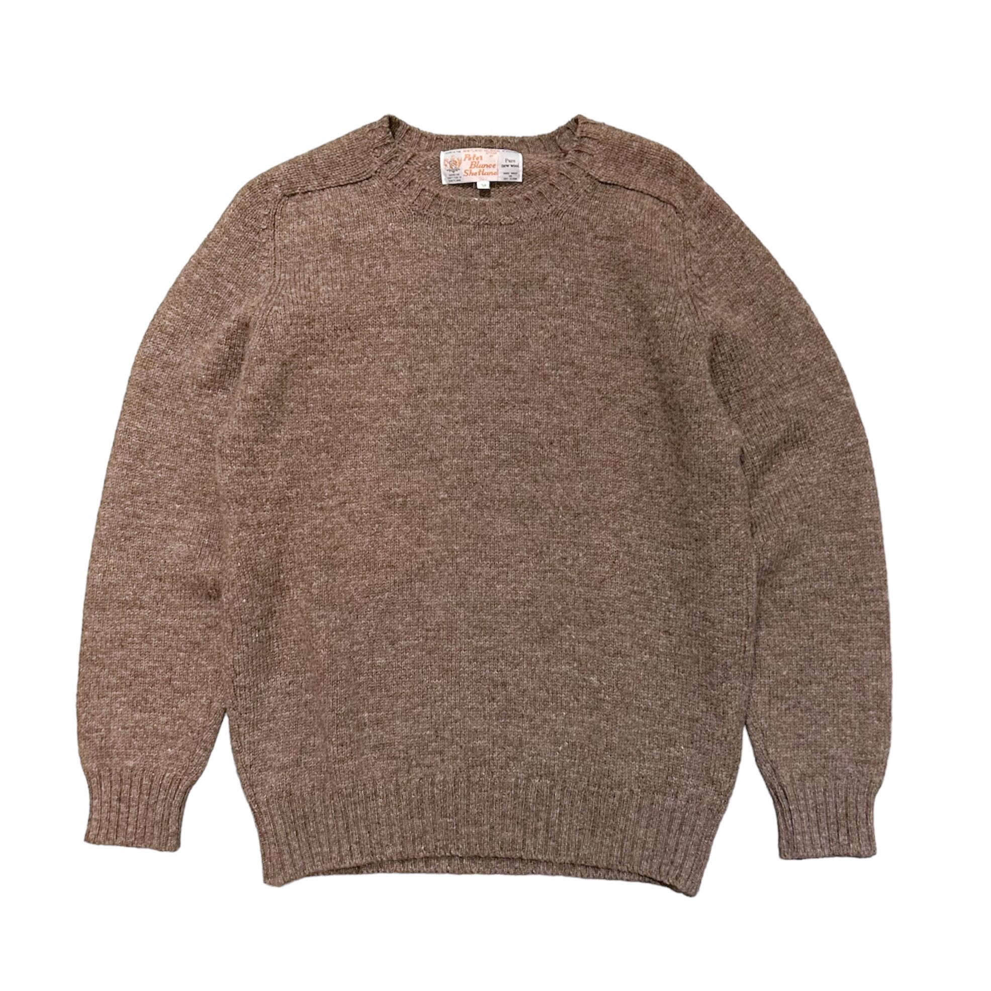 Peter Blance Saddle Shoulder Crew Neck Wool Knit 38 / ピーターバランス サドルショルダー  クルーネック シェトランド ウール ニット セーター | WhiteHeadEagle