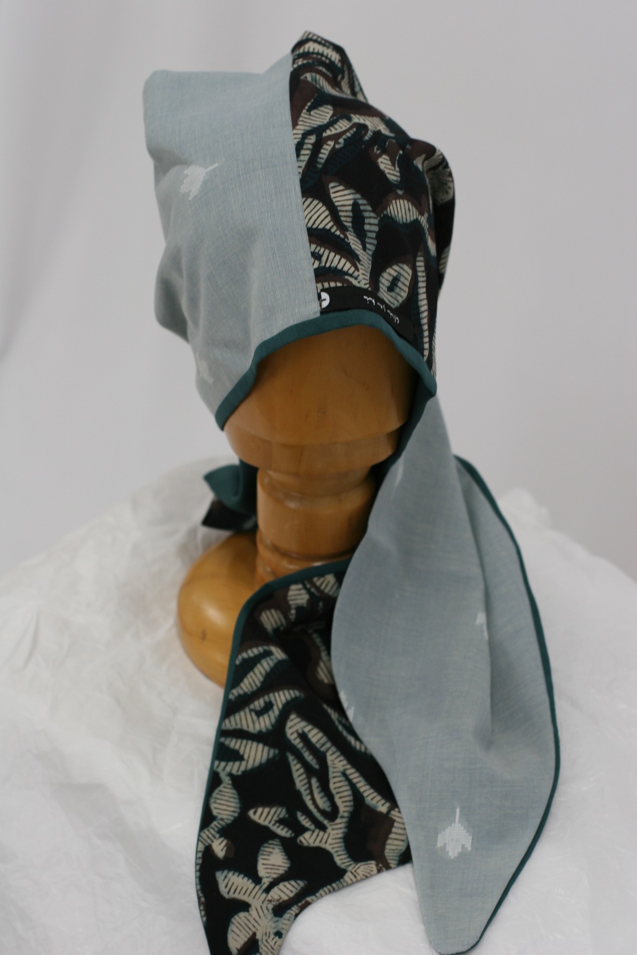 【chisaki】Sumi スミ / Brown batik×Greige・Black flower×Forest green