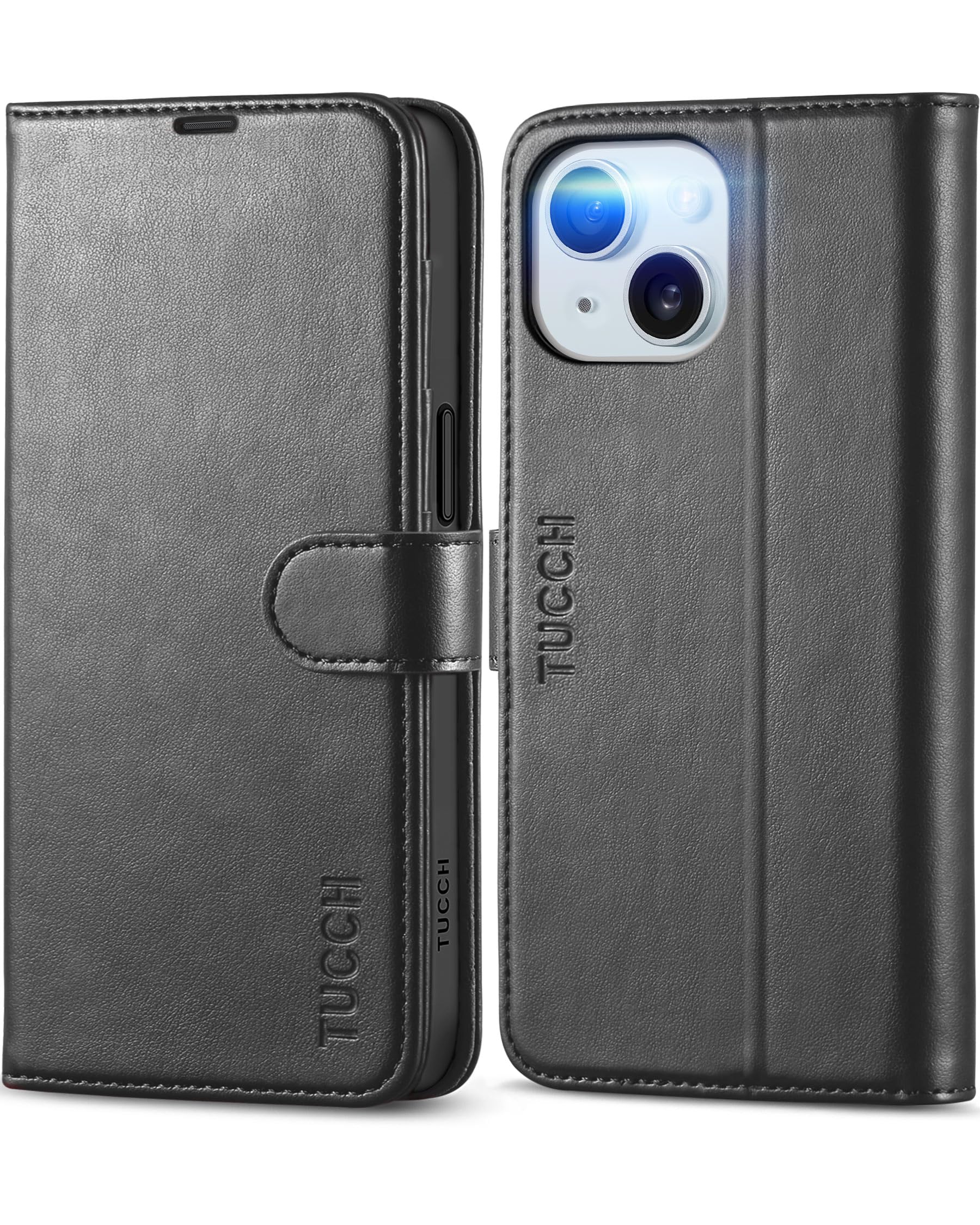 TUCCH iPhone 15 対応 ケース 手帳型 2023年発売 6.1インチ ブラック