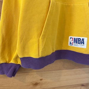 【NBA】90s 日本製 希少 レイカーズ Los Angeles Lakers 刺繍ロゴ スウェット パーカー 古着