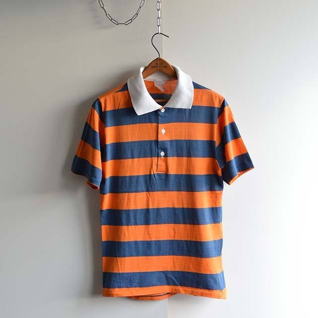 70s 80s Jantzen ボーダーポロシャツ USA製 オレンジ ネイビー