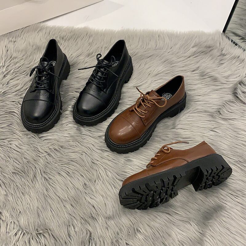 スプリングスタイルレザースタンダード 靴 シューズ レトロ レース ローファー 春物 ラウンドトー レースアップ 部族の婦人靴89868118461