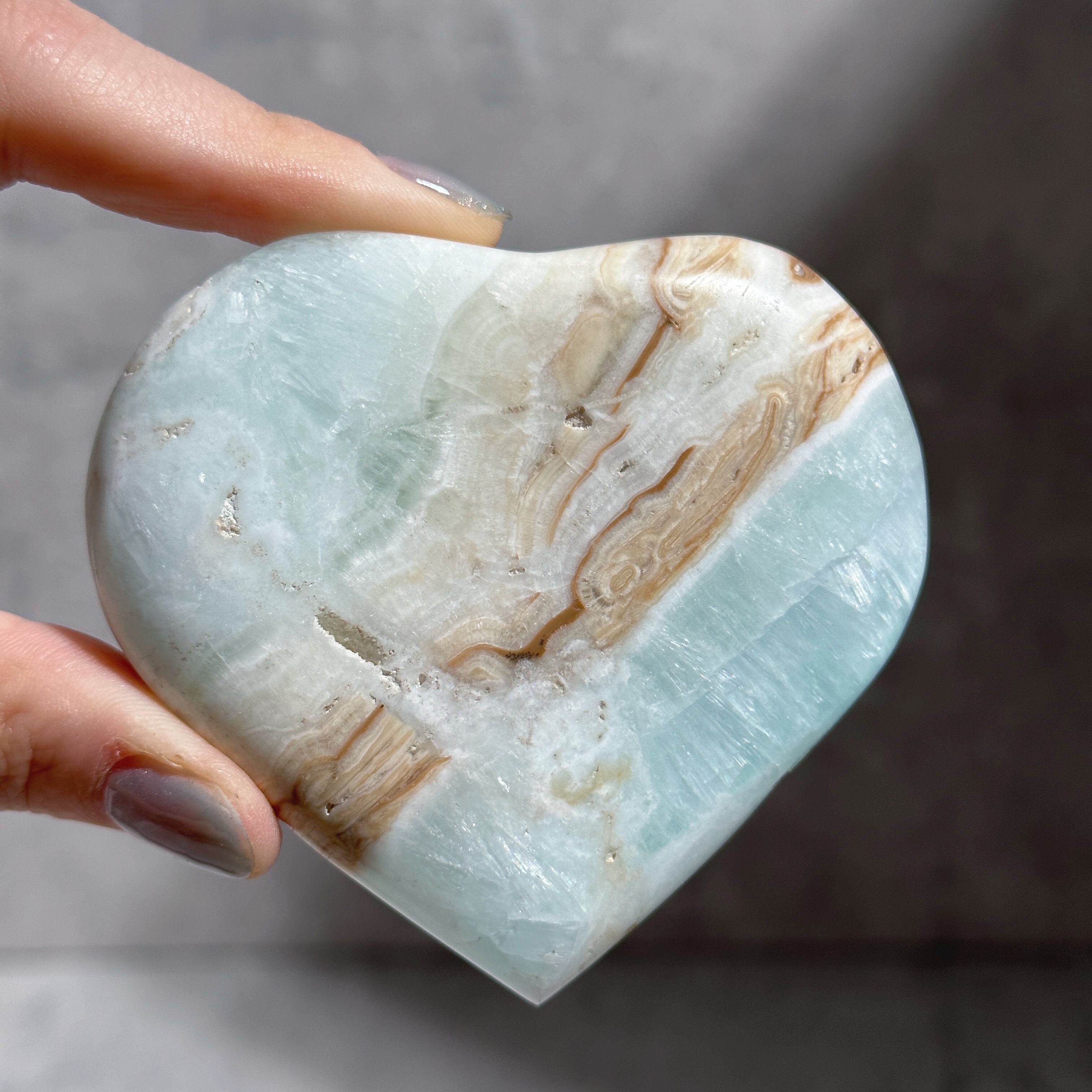 カリビアンブルーカルサイト ハート72◇Caribbian Blue Calcite