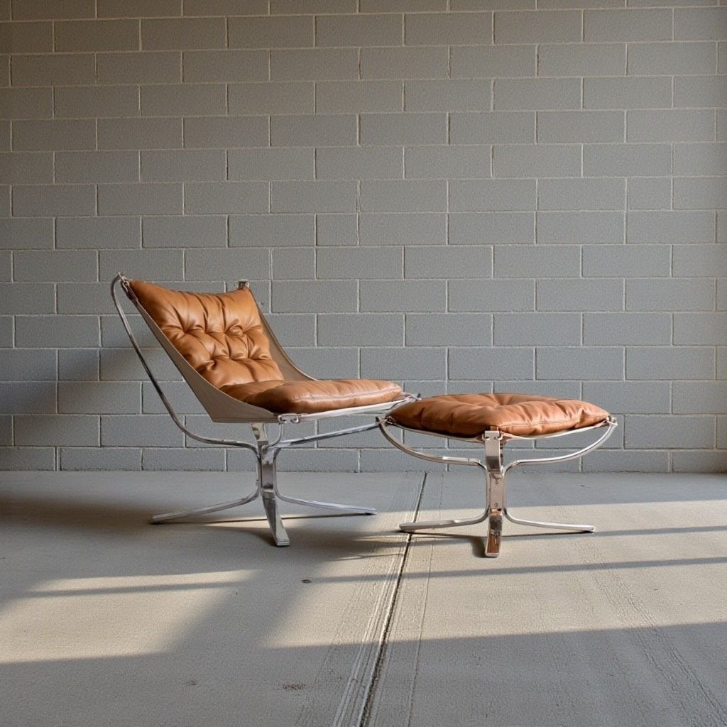Falcon Chair Low-Type Ottoman Set Oil-Leather Brown / ファルコン