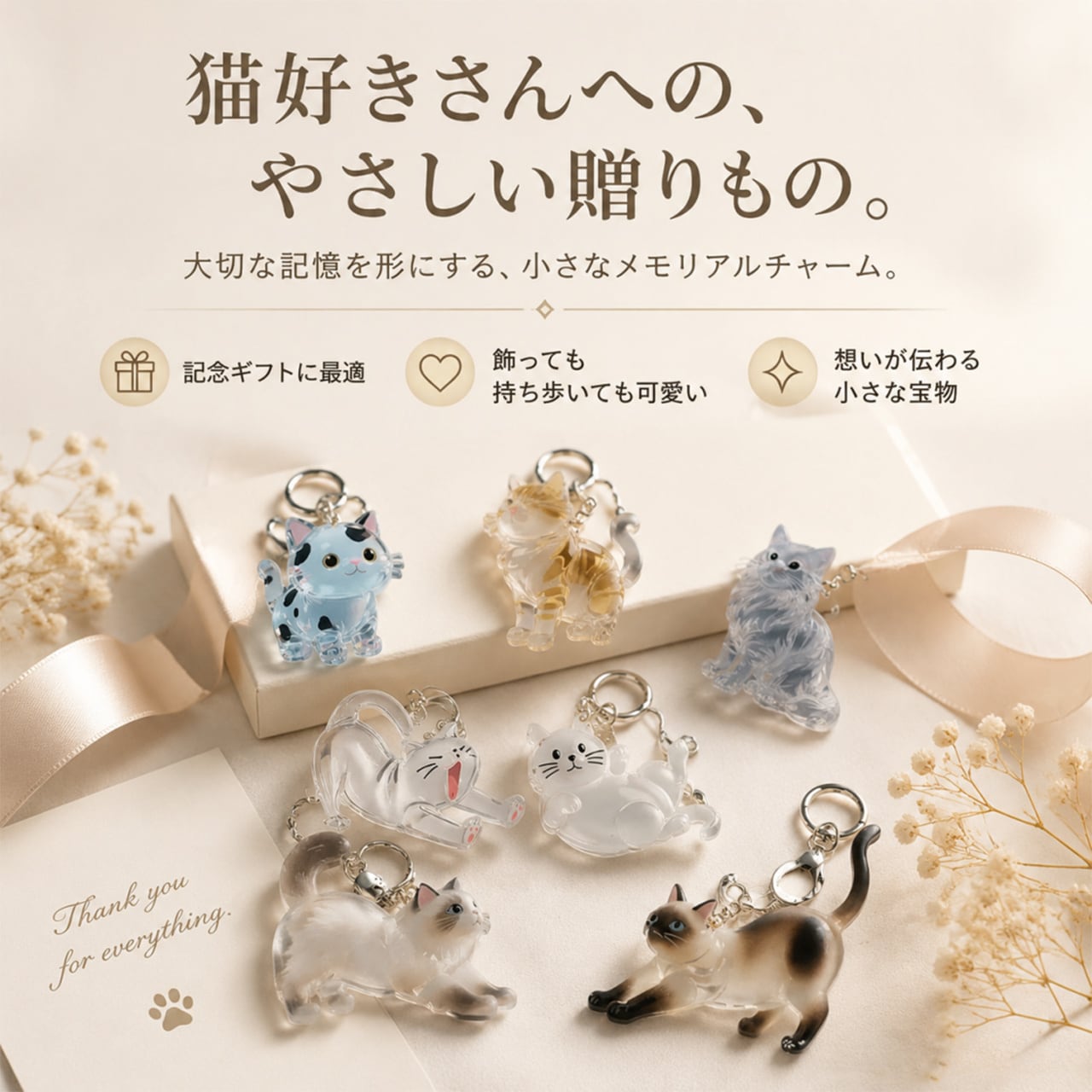 JL68 .透明ねこ毛収集キーホルダー｜ねこ毛メモリアルチャーム