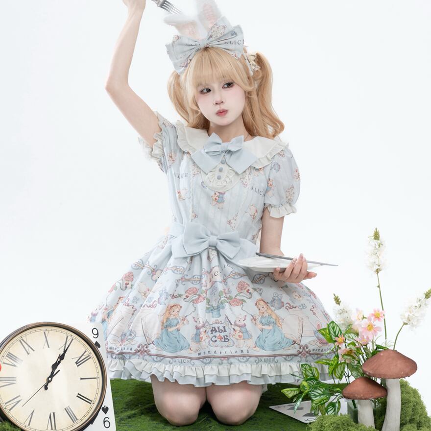 ロリィタ ゆめかわいい アリス ジャンスカ プリント柄