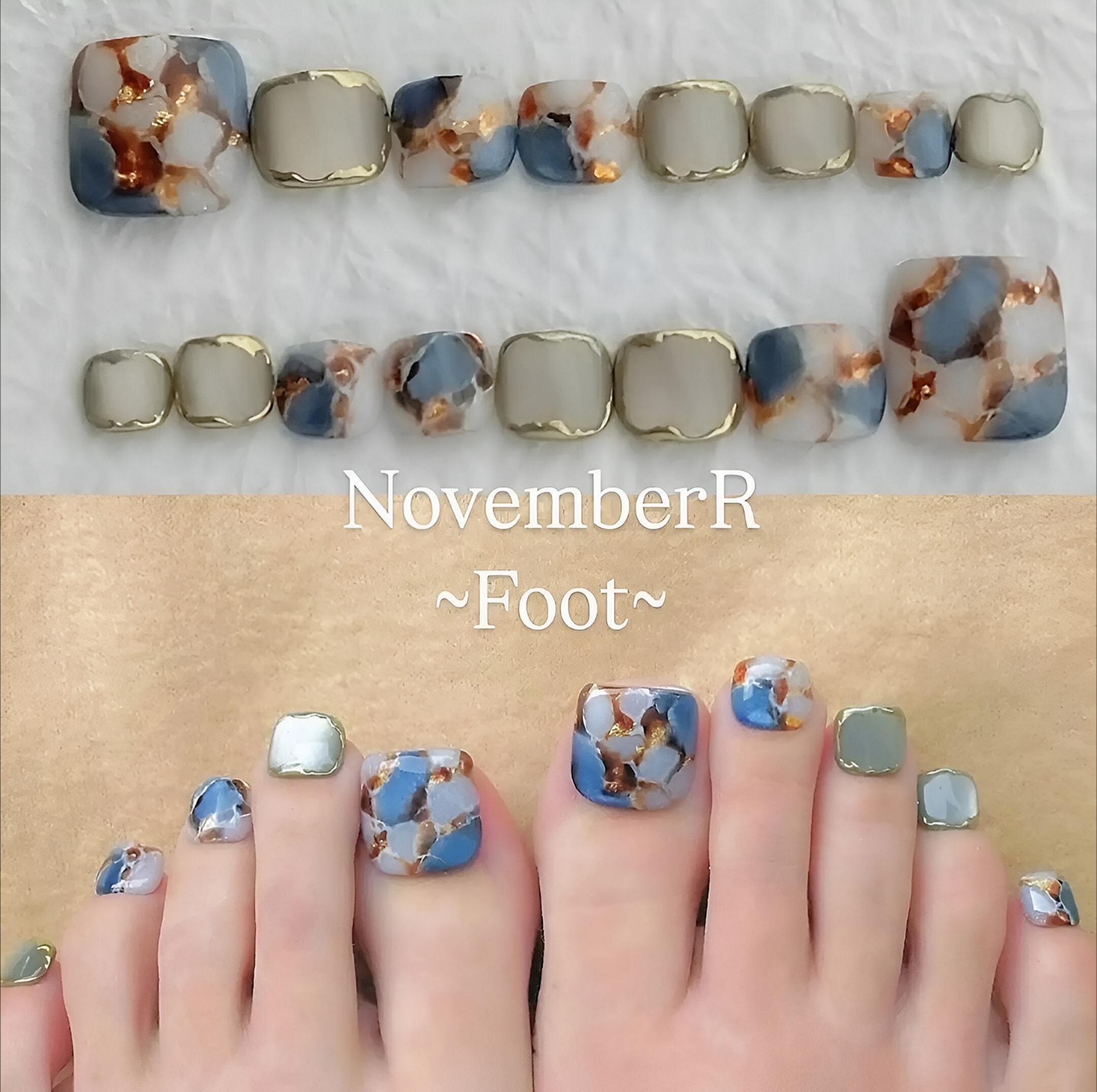 FA250⭐マグネット×奥行き天然石フットネイルチップ | NovemberR