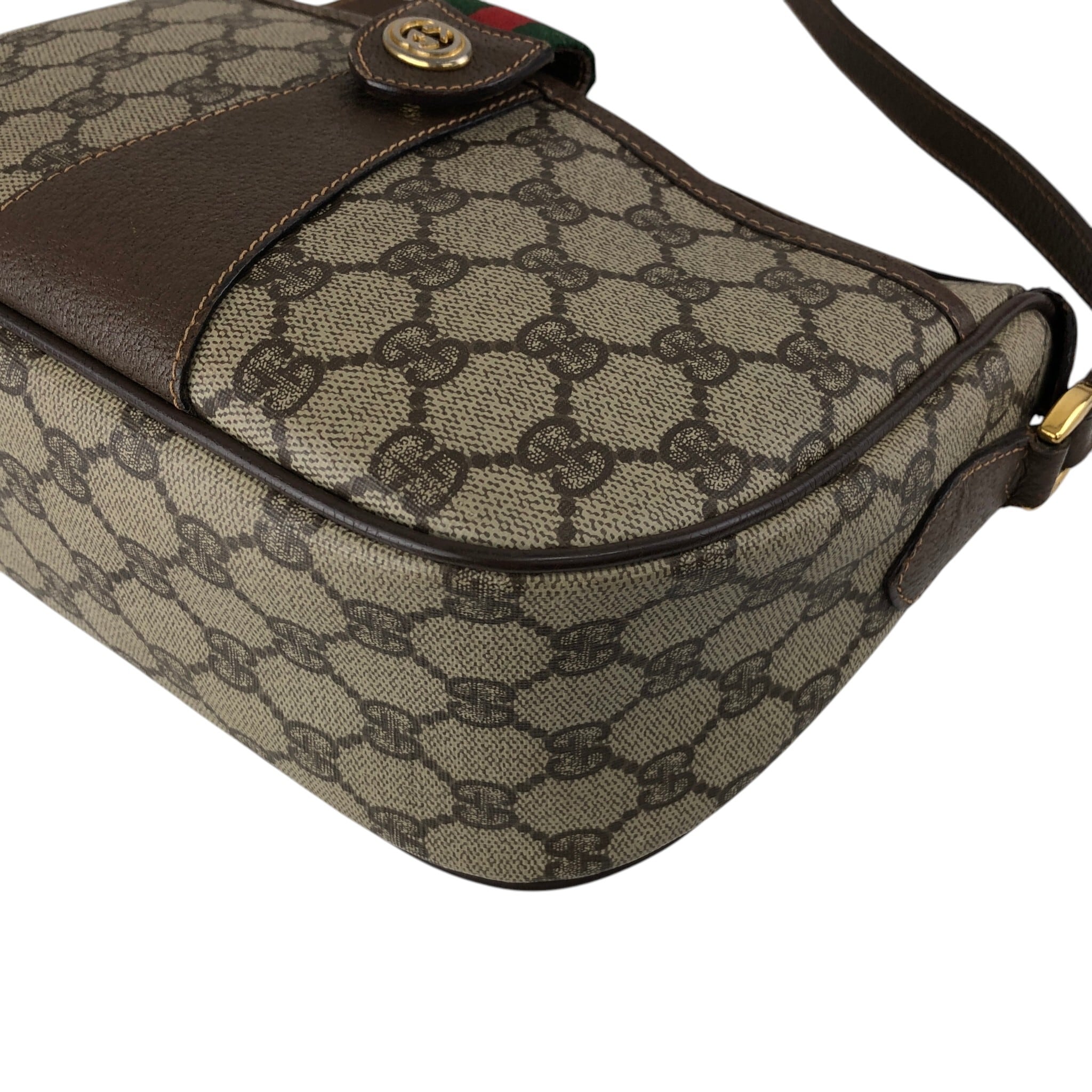 GUCCI グッチ シェリーライン ショルダーバッグ ベージュ PVC レザー