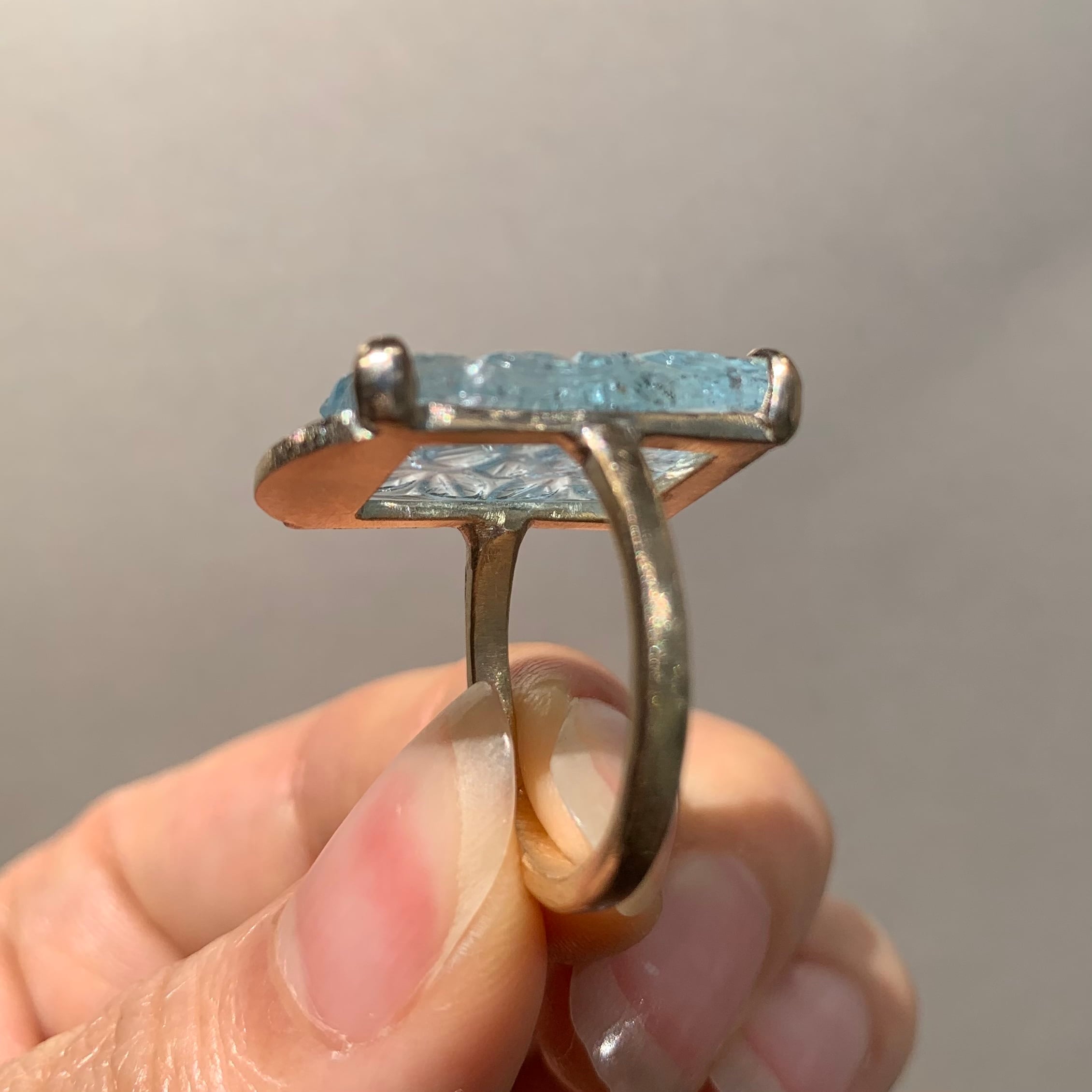 朝露］K10YG×アクアマリン×ダイヤモンド リング | Shining Baby jewelry