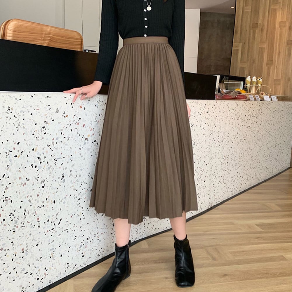 ロング スカート プリーツ ミモレ丈 ハイウエスト 韓国 プリーツ スカート ロング レディース 韓国 きれいめ 大人