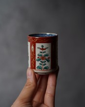 覗き猪口　色絵　間取草花文　/　明治〜大正期
