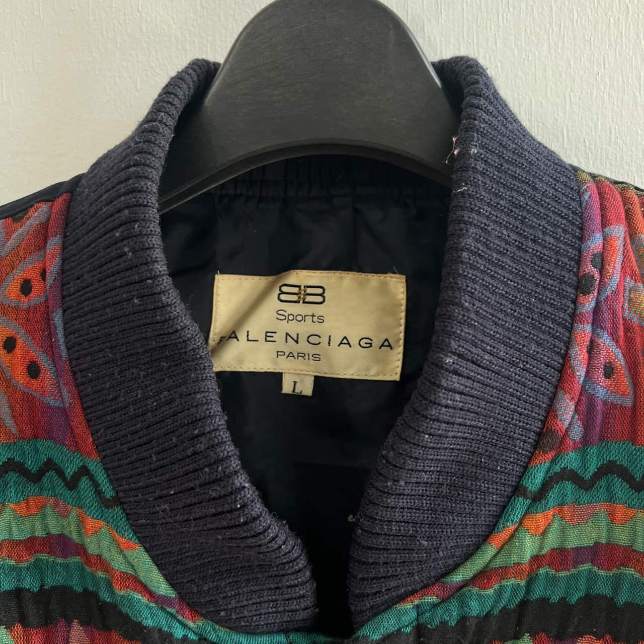 90s BALENCIAGA Sports バレンシアガ スポーツ 総柄 ジップアップ ブルゾン ジャケット L/マルチカラー系 メンズ 派手 ヴィンテージ ゴルフ