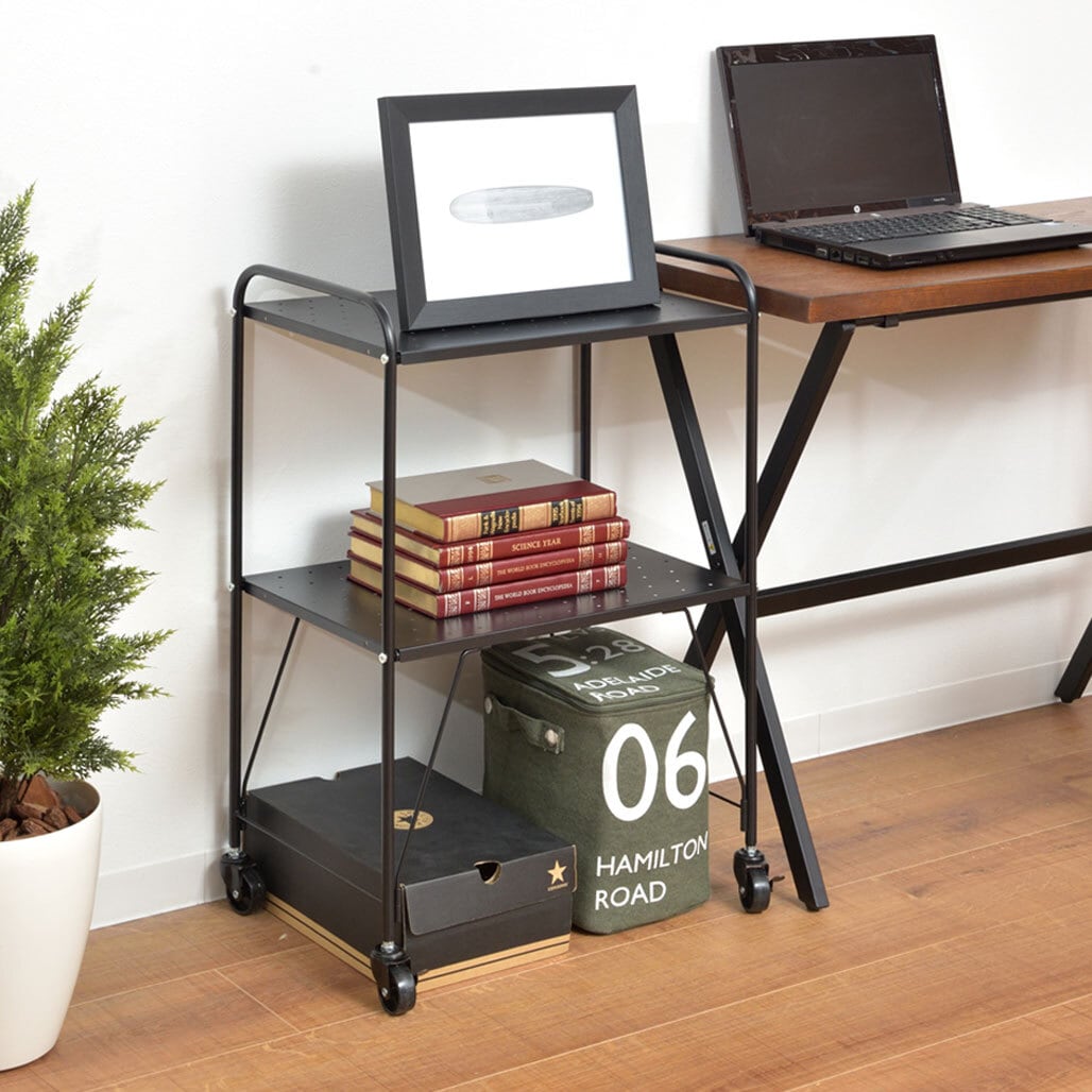 キャスター付きサイドワゴン スチール製 ストッパー付き | stellaroom